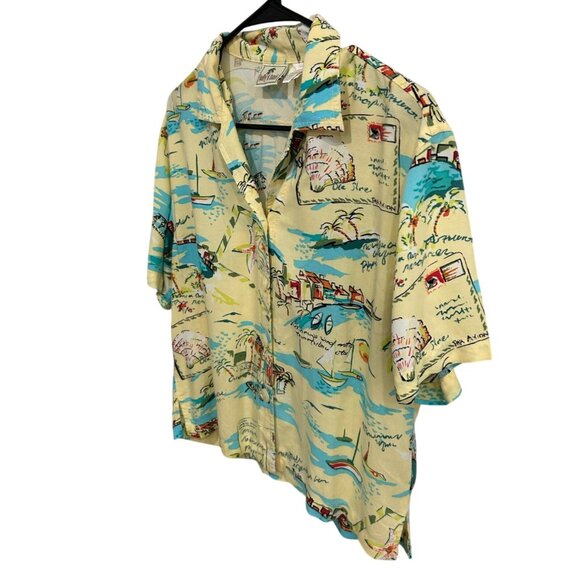 Vintage Holly Lane Retro Hawaiian Short Sleeve Button-Up Shirt Beach Print Sz M - Picture 3 of 9